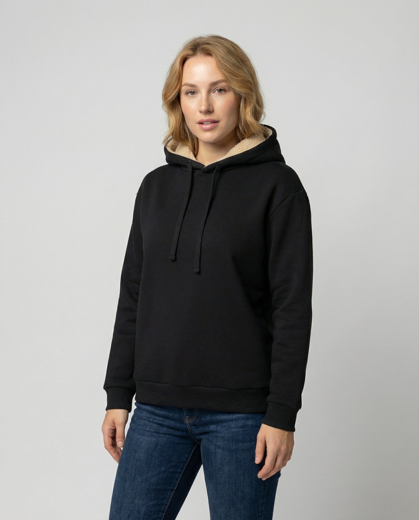 Women's Fleece Lined Hoodie in Black