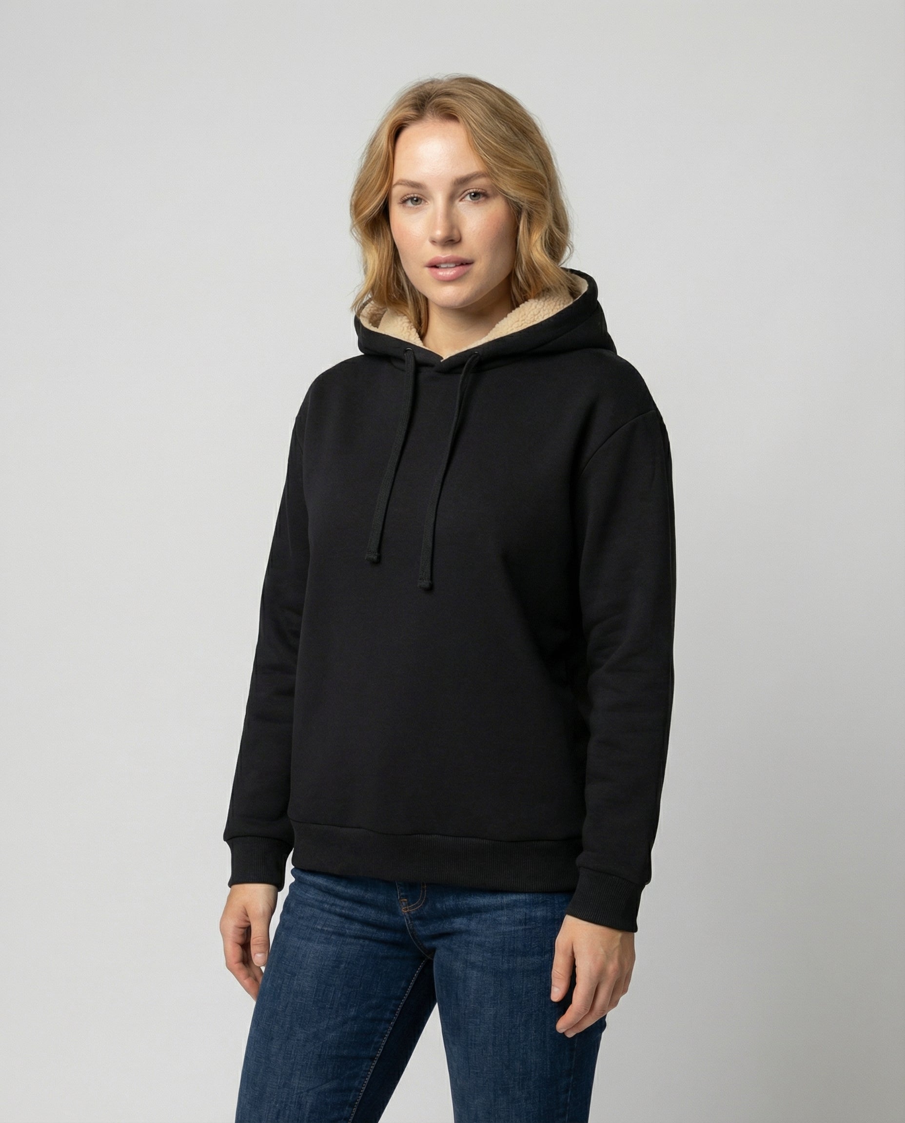 Women's Fleece Lined Hoodie in Black