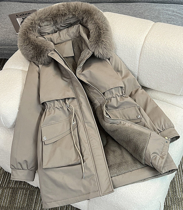 Women's Fleece Lined Parka in Taupe