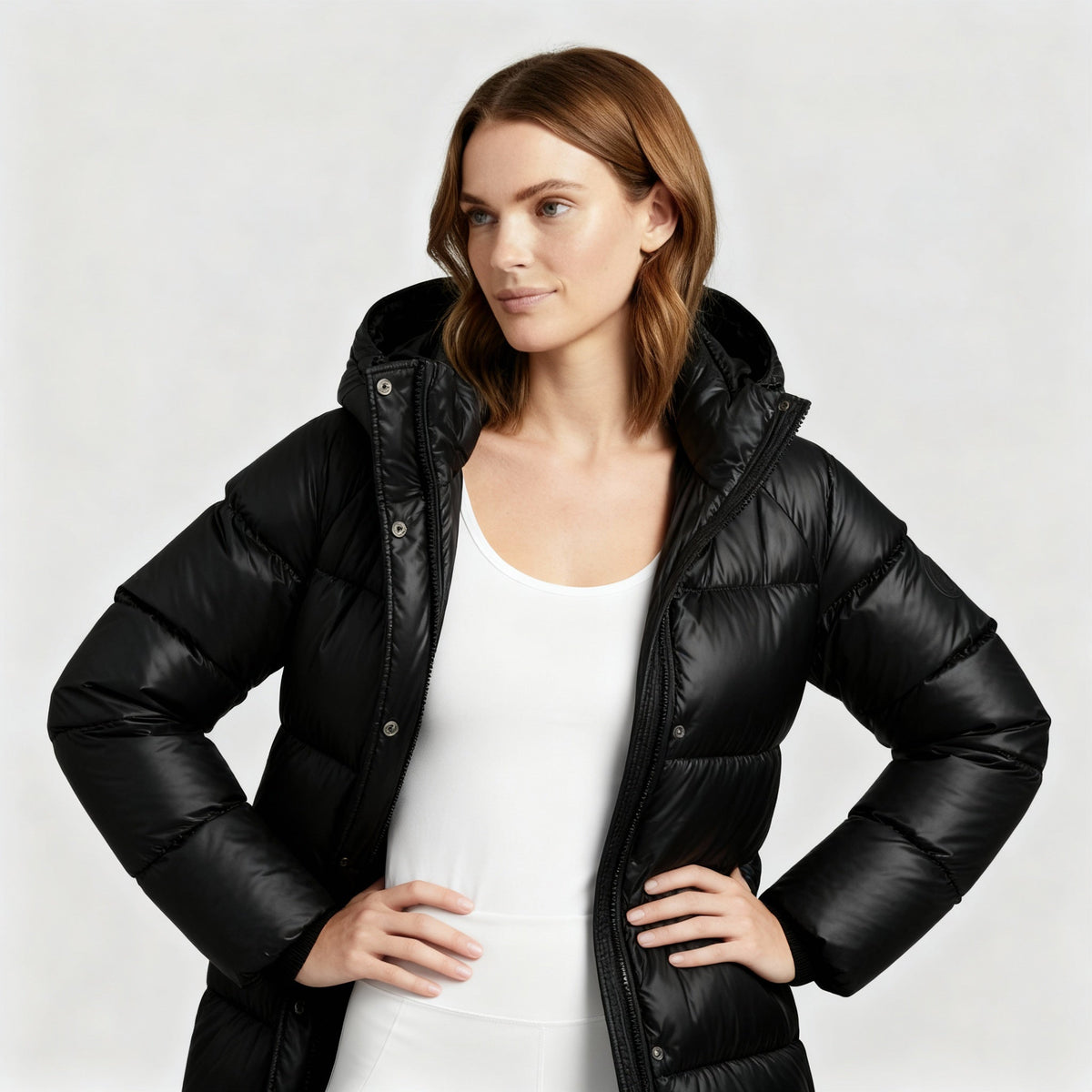 Women's Glossy Long Puffer Winter Jacket