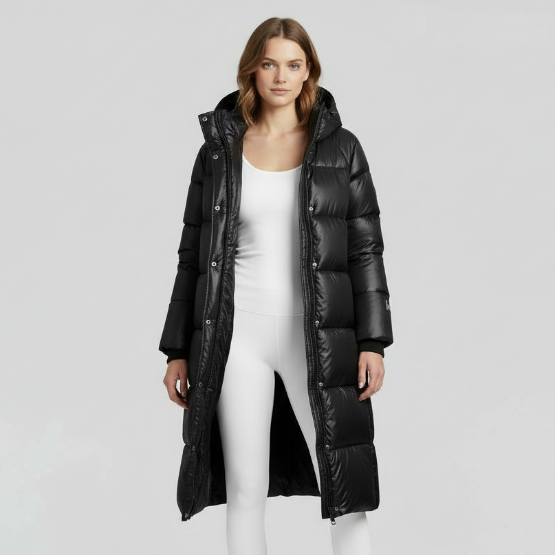 Women's Glossy Long Puffer Winter Jacket