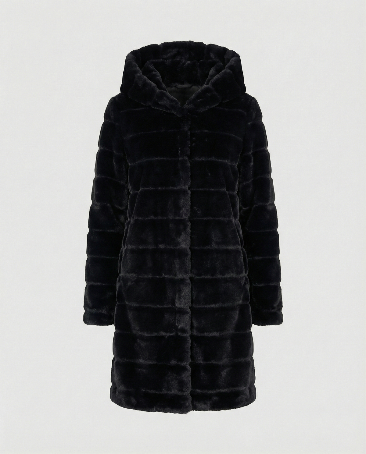 Women's Hooded Faux Fur Winter Jacket in Black