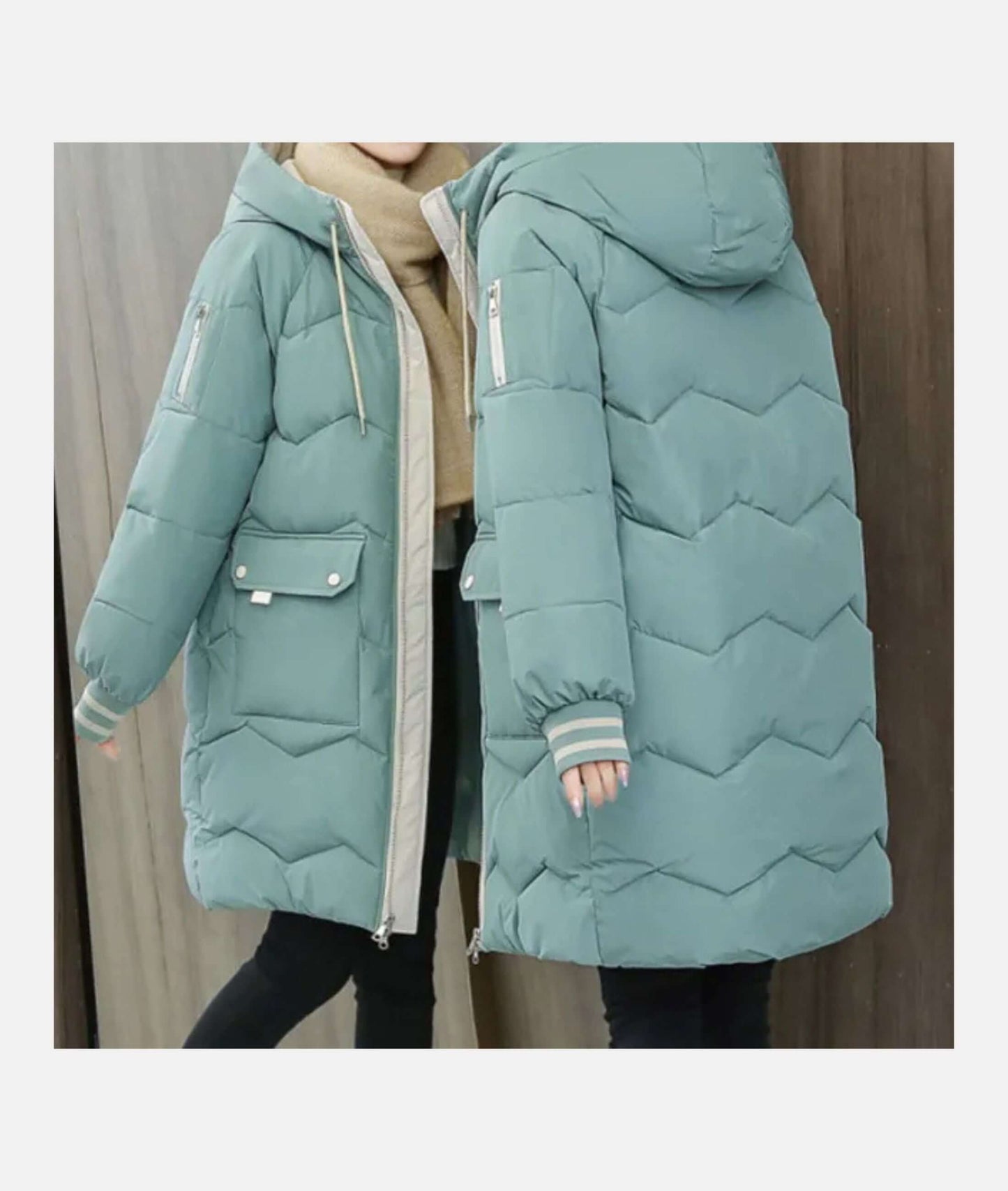 Women's Hooded Quilted Winter Coat in Light Blue