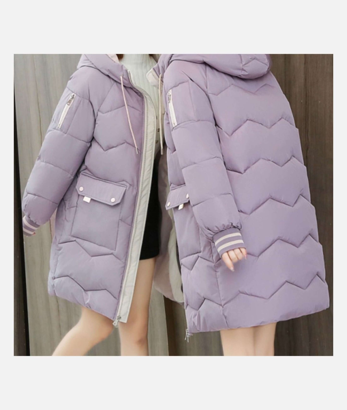 Women's Hooded Quilted Winter Coat in Lilac