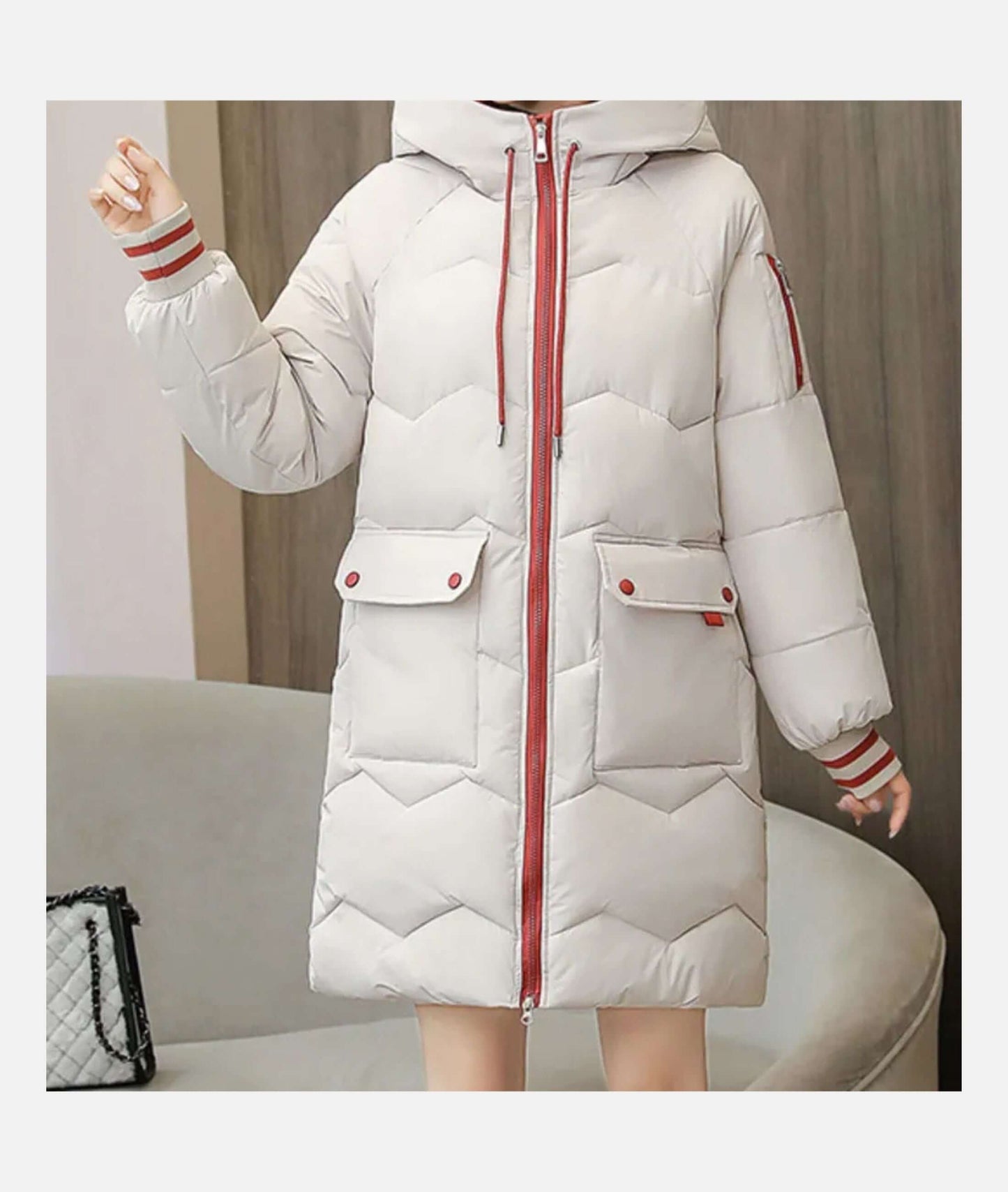 Women's Hooded Quilted Winter Coat in White