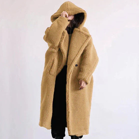 Women's Hooded Teddy Coat in Caramel