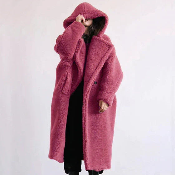 Women's Hooded Teddy Coat in Pink