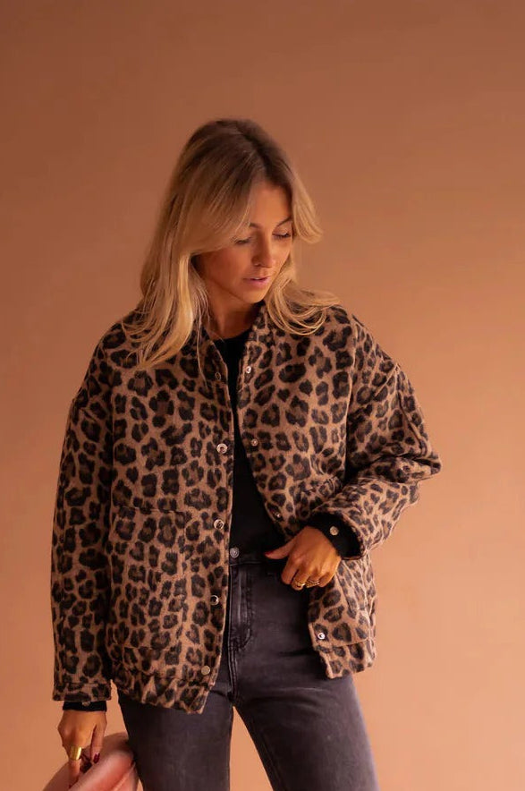 Women's Leopard Print Bomber Jacket