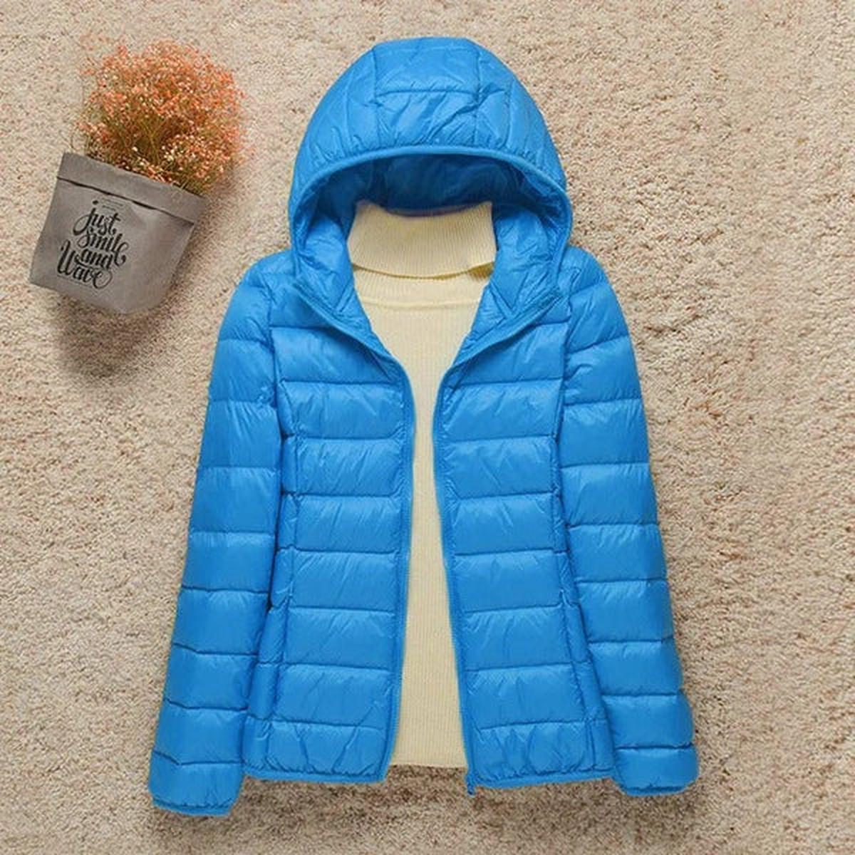 Women's Lightweight Puffer Winter Jacket in Bright Blue