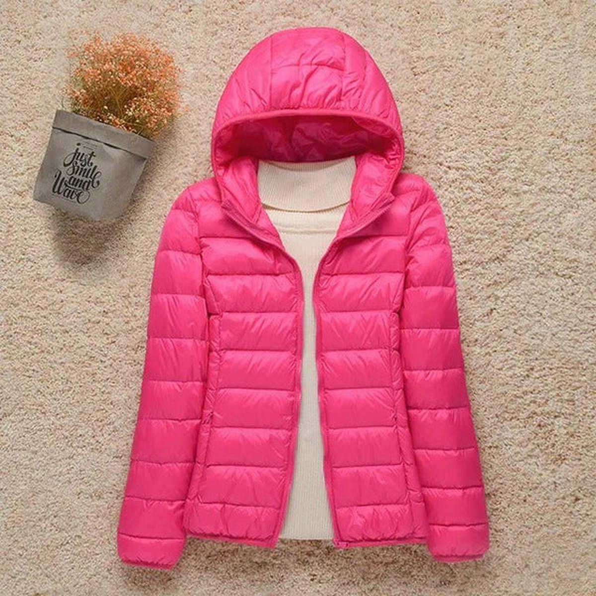 Women's Lightweight Puffer Winter Jacket in Hot Pink