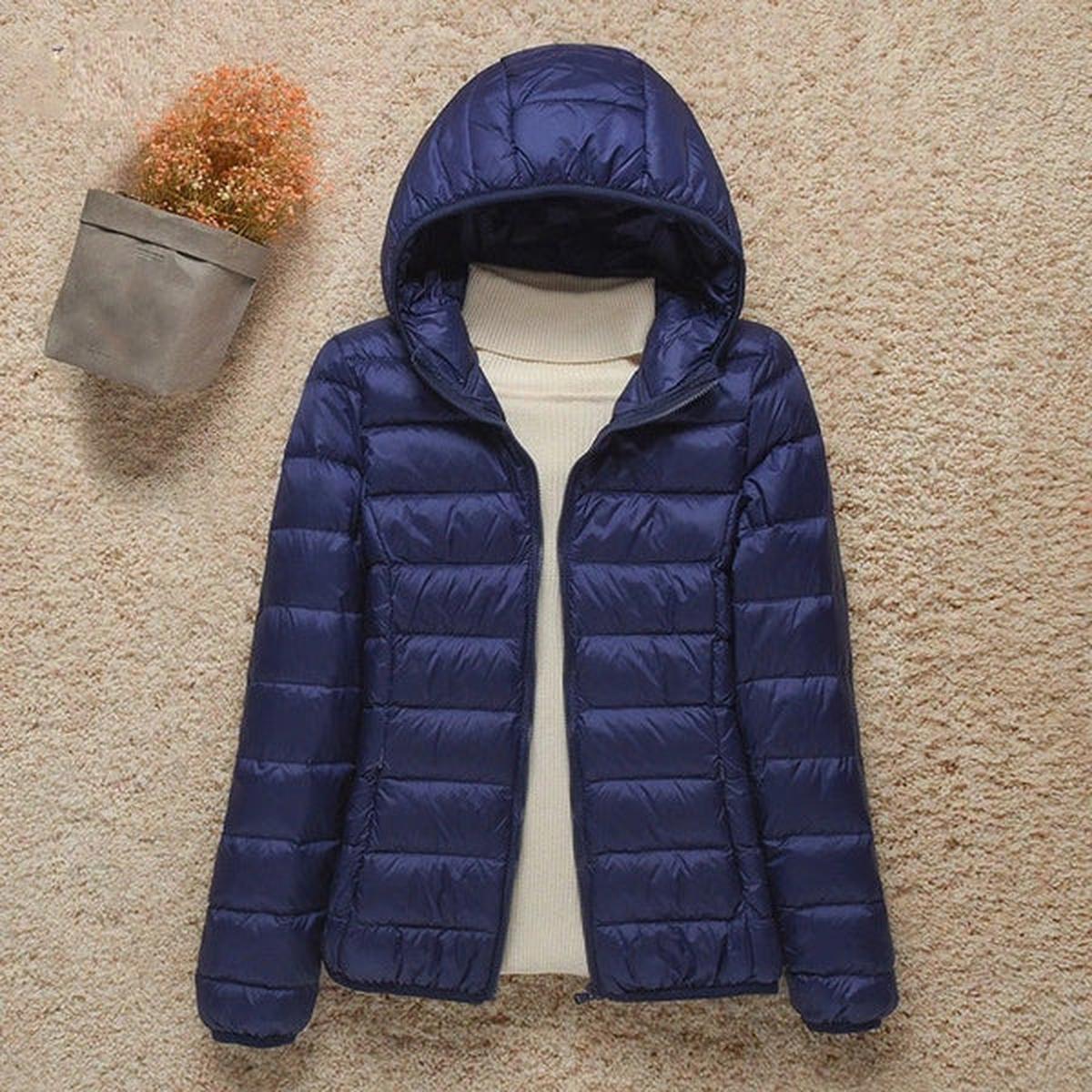 Women's Lightweight Puffer Winter Jacket in Navy