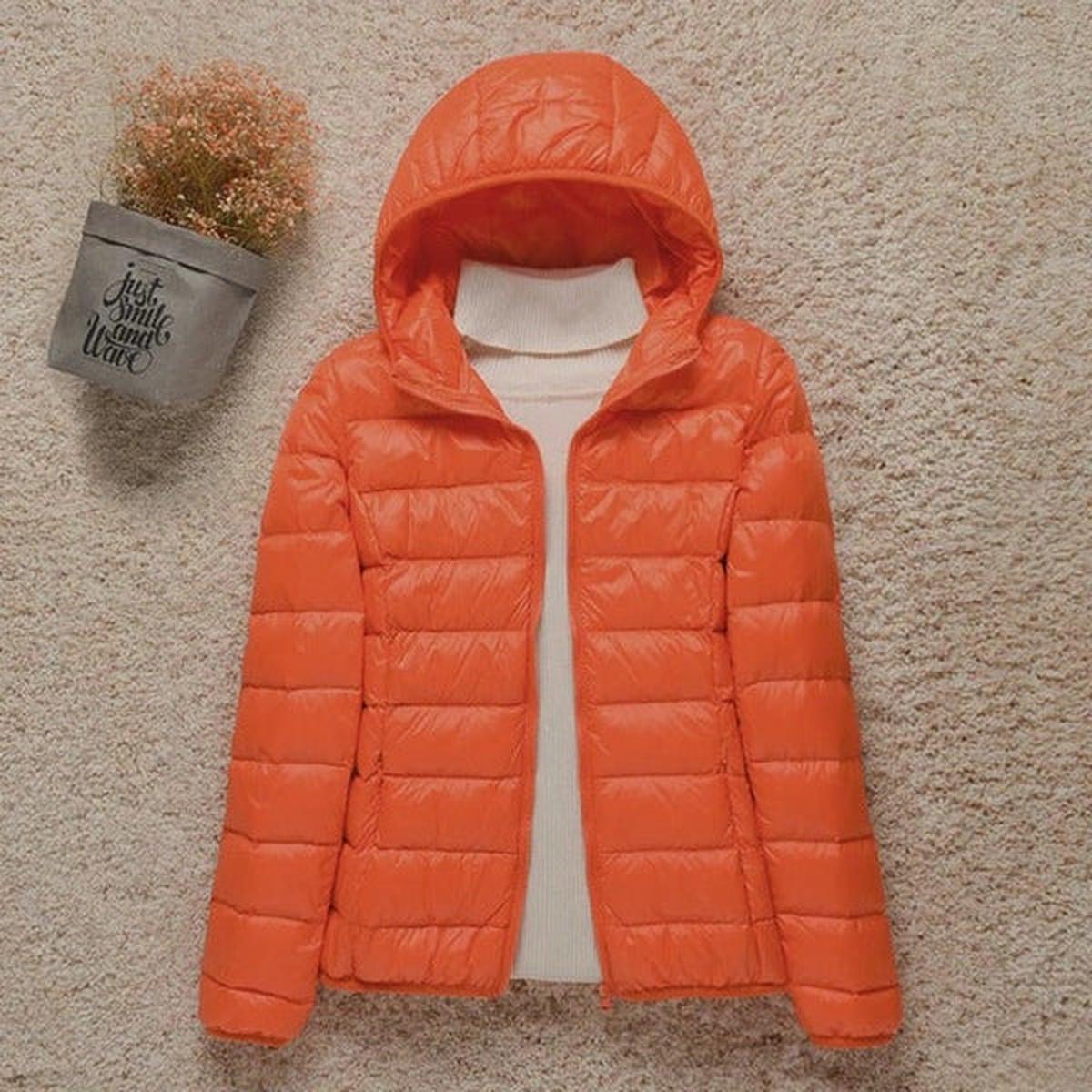 Women's Lightweight Puffer Winter Jacket in Orange