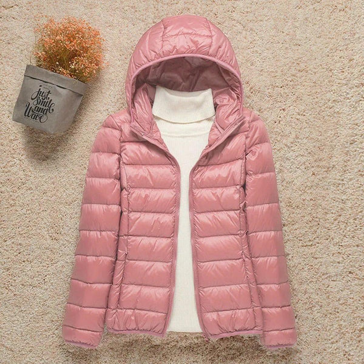 Women's Lightweight Puffer Winter Jacket in Pink