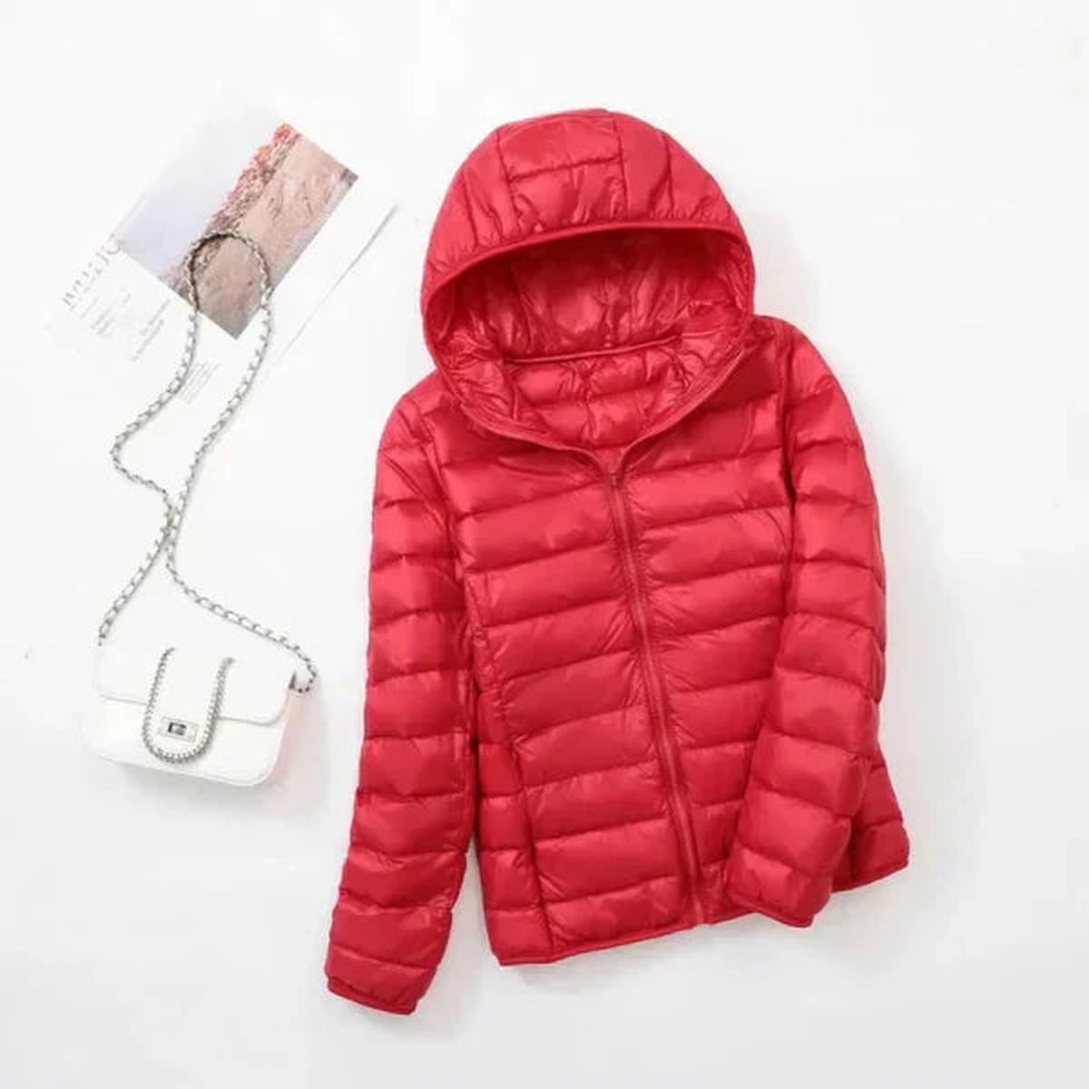 Women's Lightweight Puffer Winter Jacket in Red