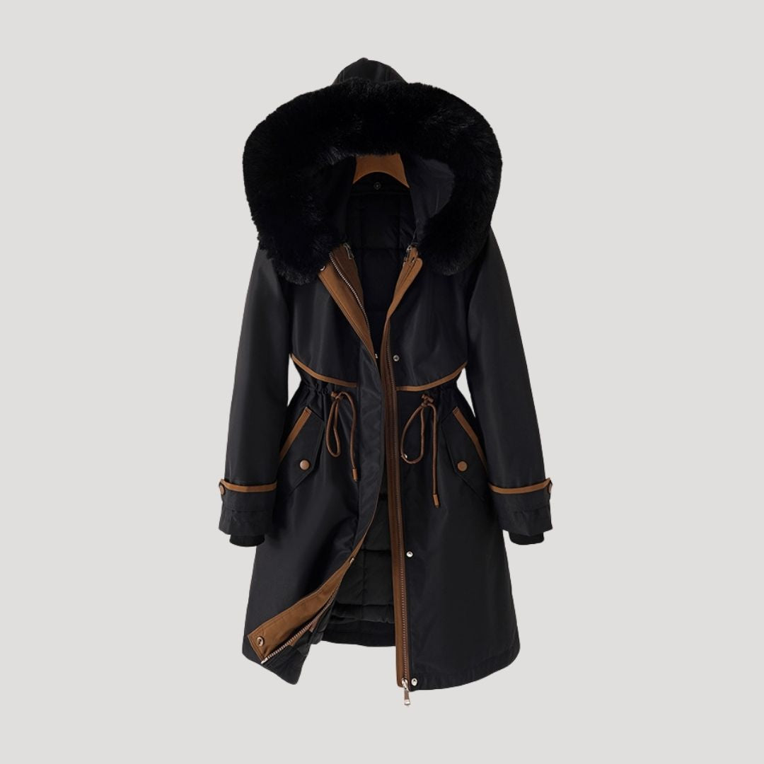 Women's Long Faux Fur Winter Coat in Black