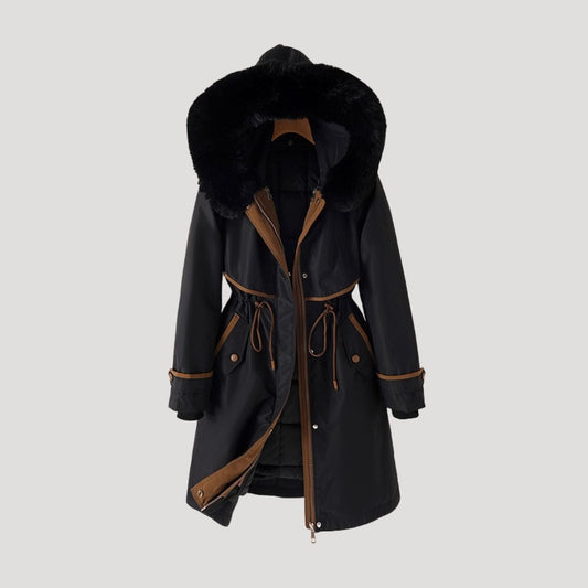 Women's Long Faux Fur Winter Coat in Black