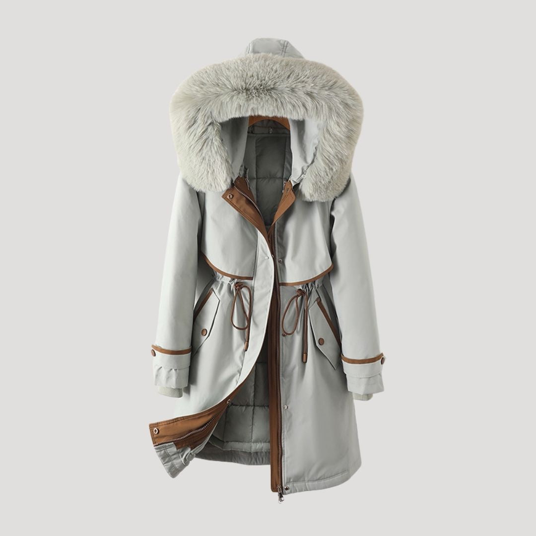 Women's Long Faux Fur Winter Coat in Grey