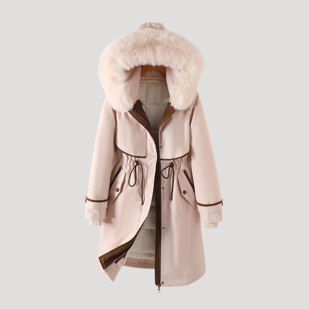 Women's Long Faux Fur Winter Coat in Pink