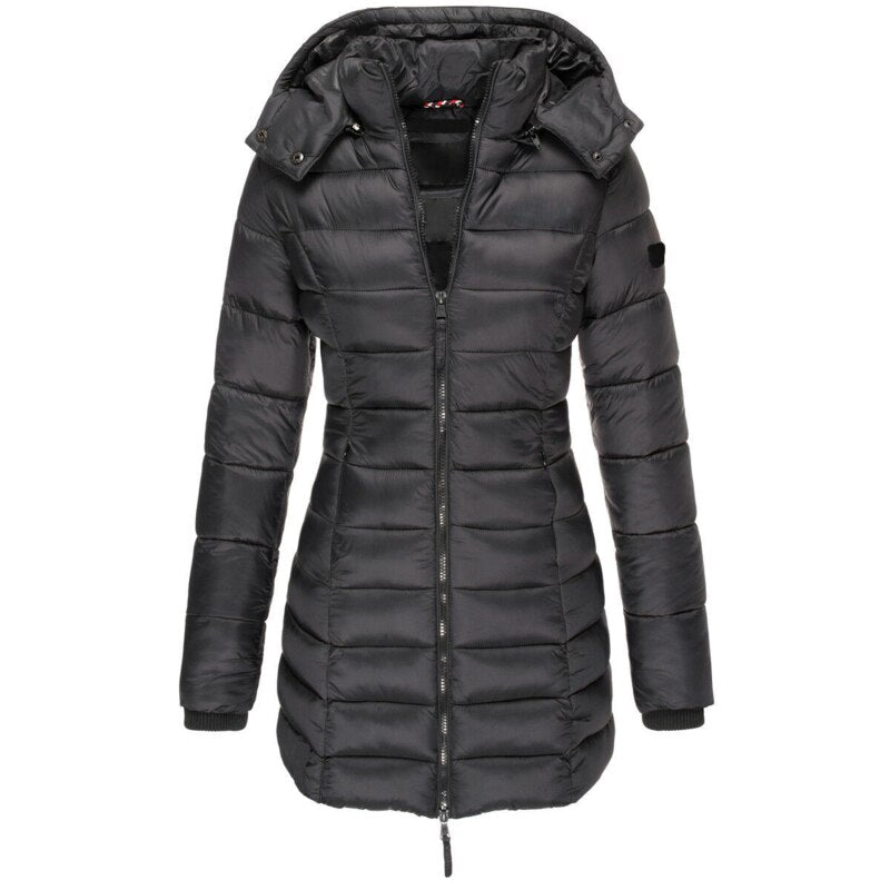 Women's Long Hooded Padded Parka Coat for Winter