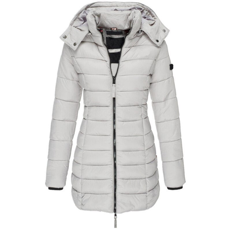 Women's Long Hooded Padded Parka Coat for Winter