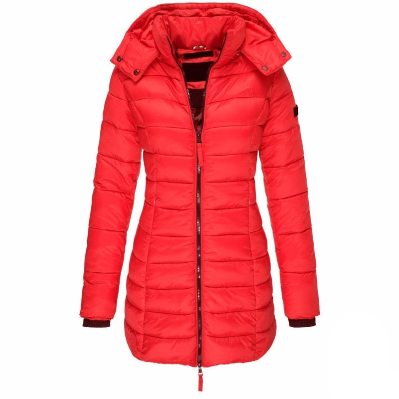 Women's Long Hooded Padded Parka Coat for Winter