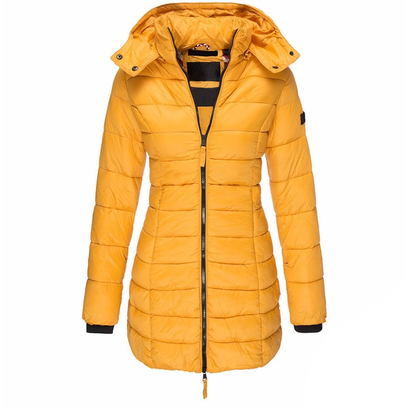 Women's Long Hooded Padded Parka Coat for Winter