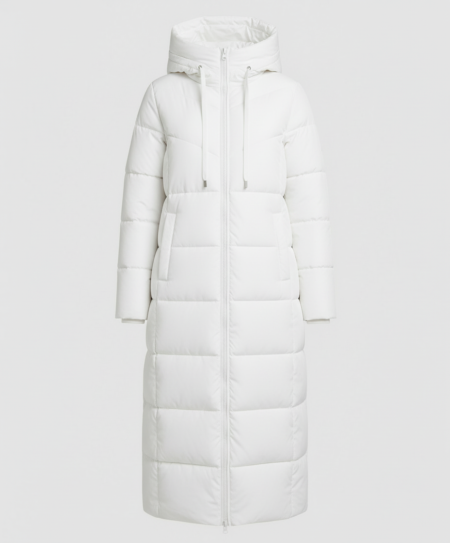 Women's Long Padded Winter Coat in White