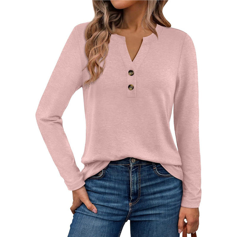 Women's Long Sleeve T Shirt in Blush Pink