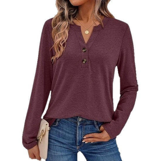Women's Long Sleeve T Shirt in Burgundy