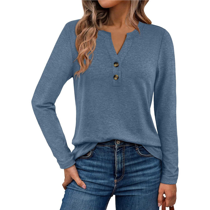 Women's Long Sleeve T Shirt in Dusty Blue
