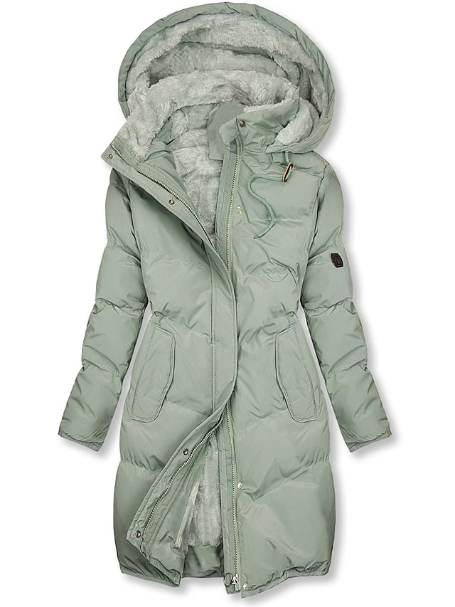 Women's Long Winter Coat in Green