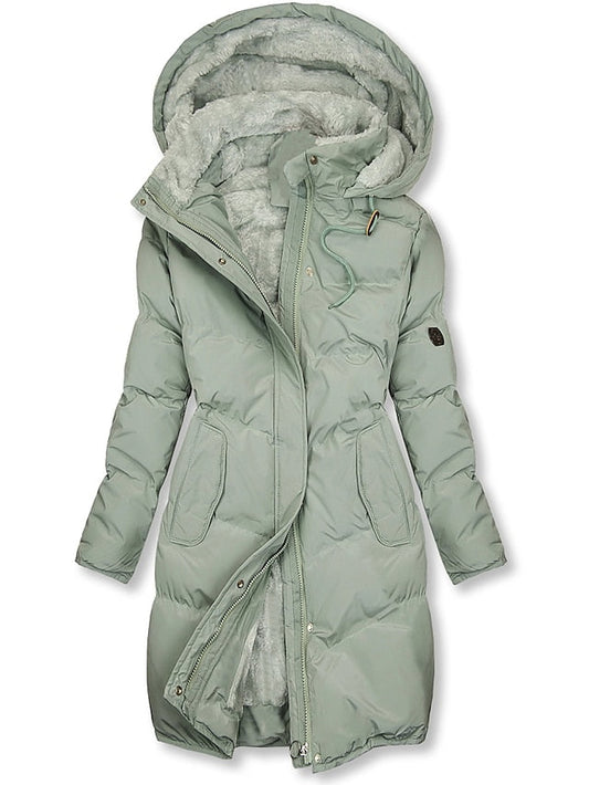 Women's Long Winter Coat in Green