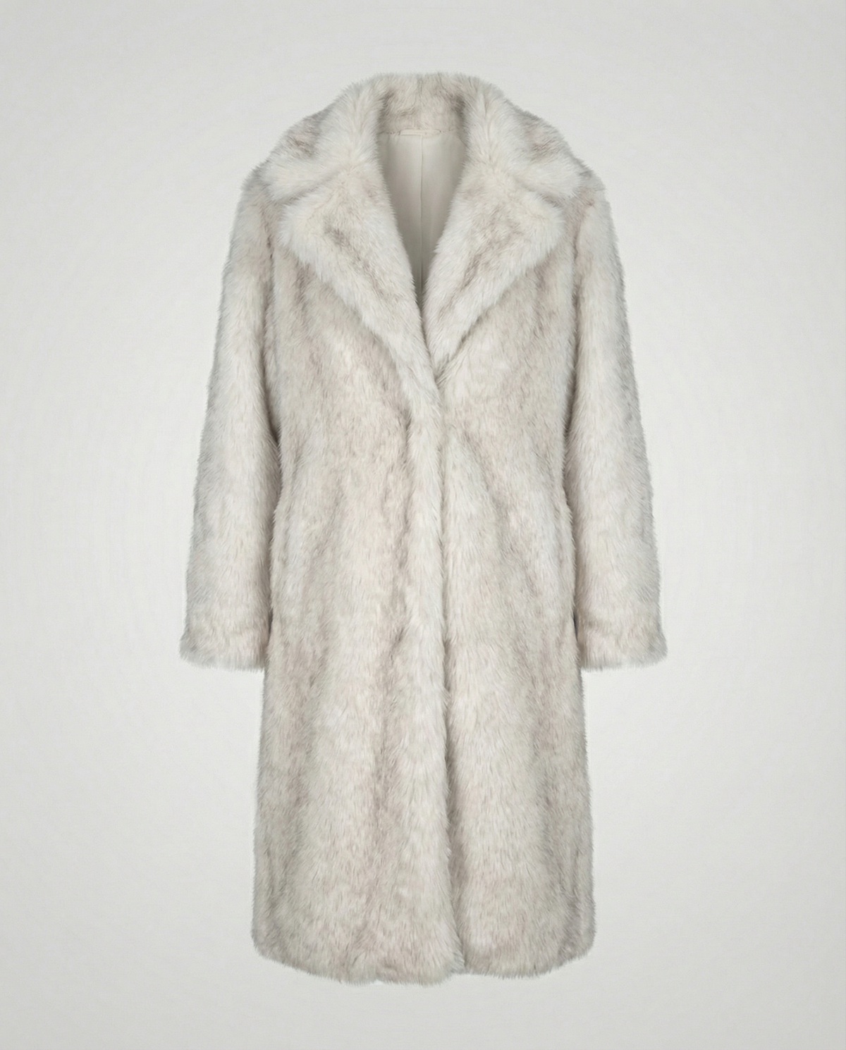 Women's Longline Faux Fur Coat in Cream