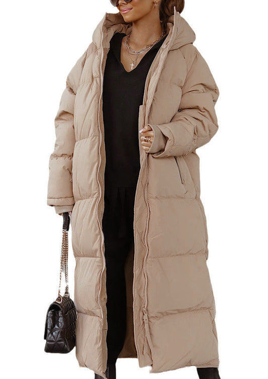 Women's Maxi Length Padded Coat in Camel
