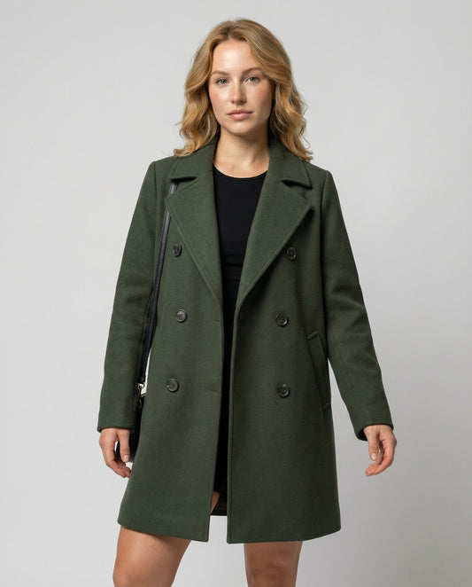 Women's Mid Length Coat in Green