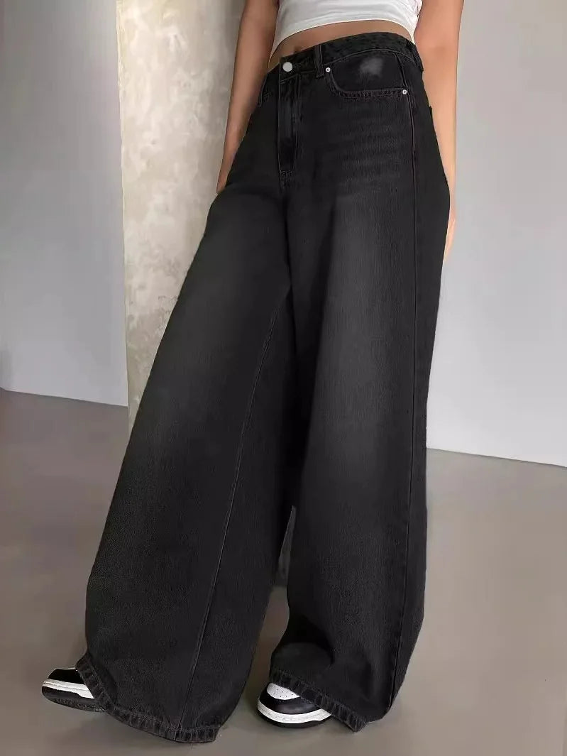 Women's Mid Rise Baggy Jeans with Relaxed Fit
