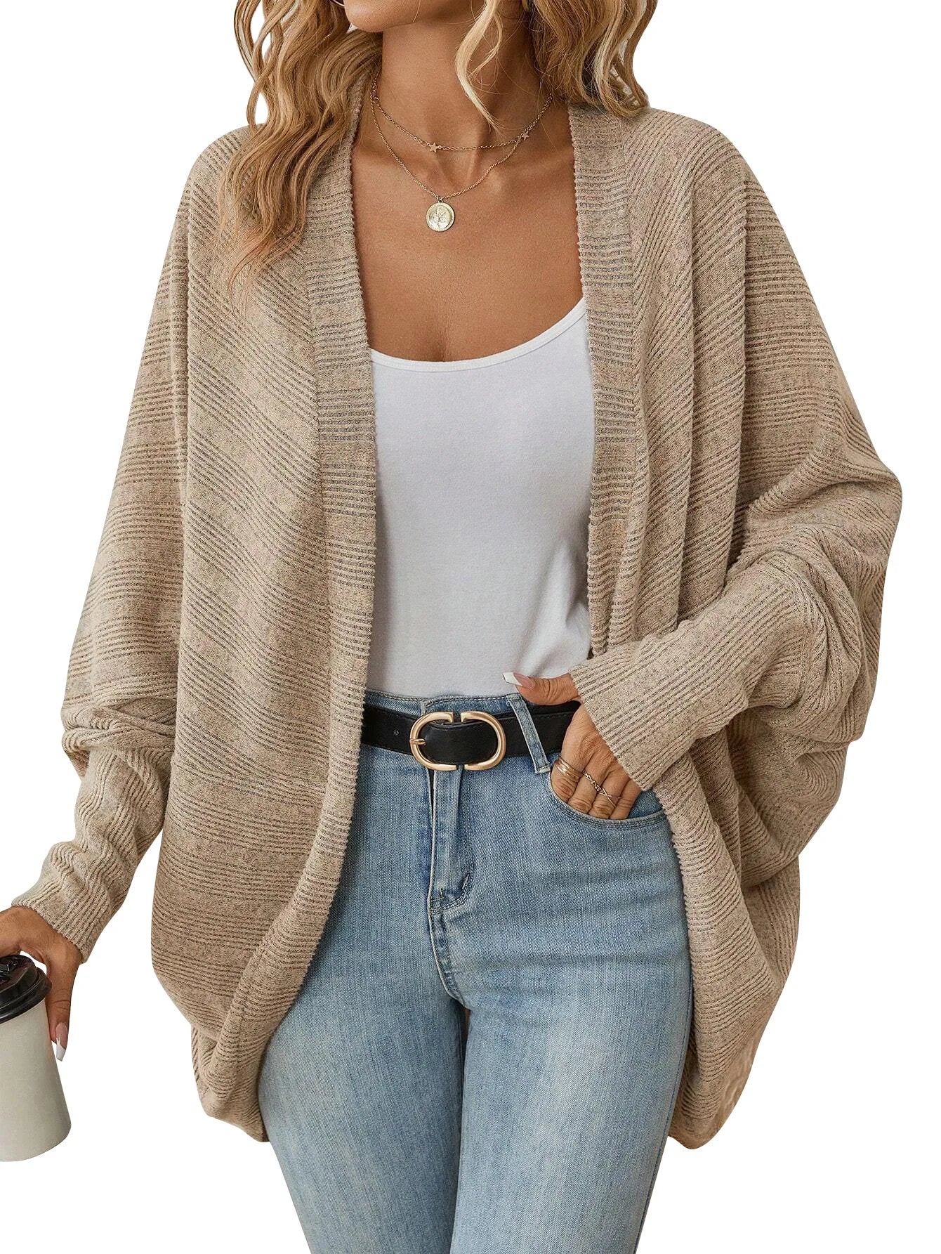 Women's Midi Knit Cardigan in Beige