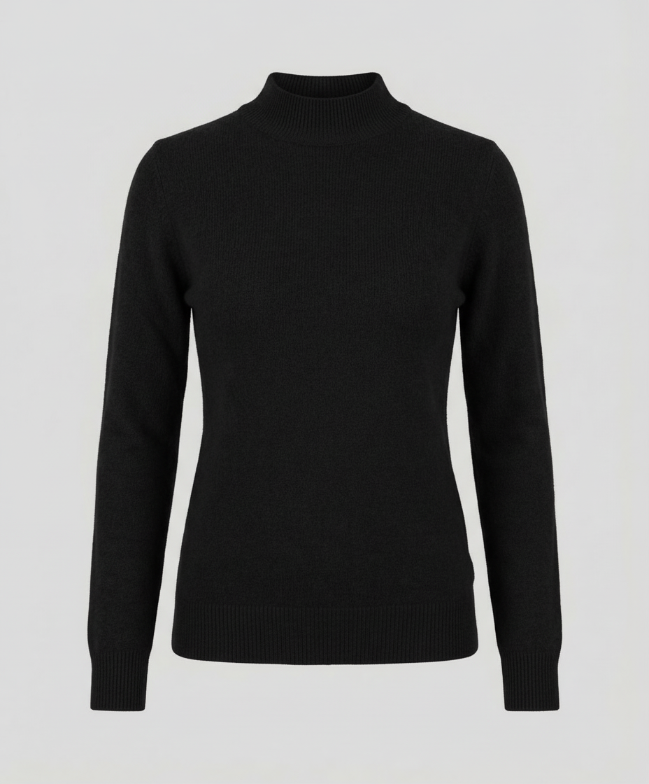 Women's Mock Neck Knit Sweater in Black