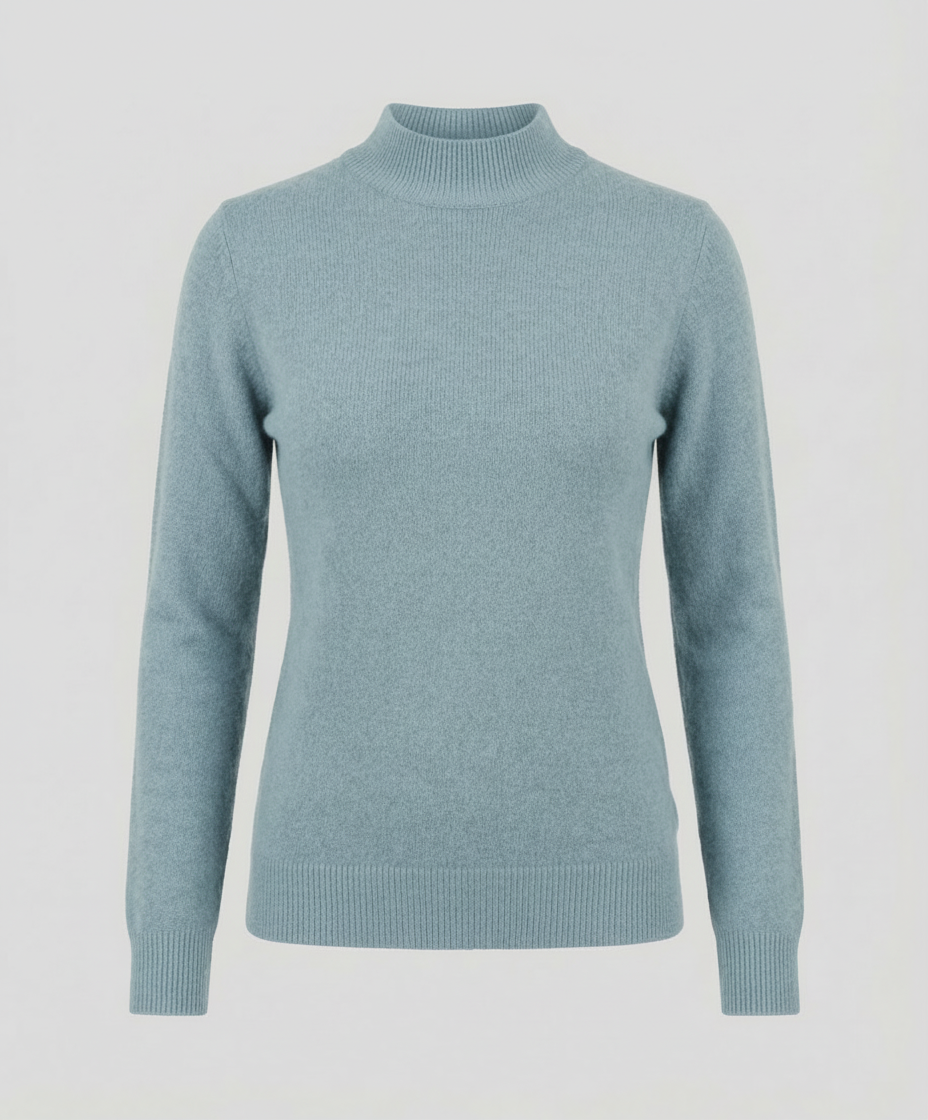Women's Mock Neck Knit Sweater in Duck Egg Blue