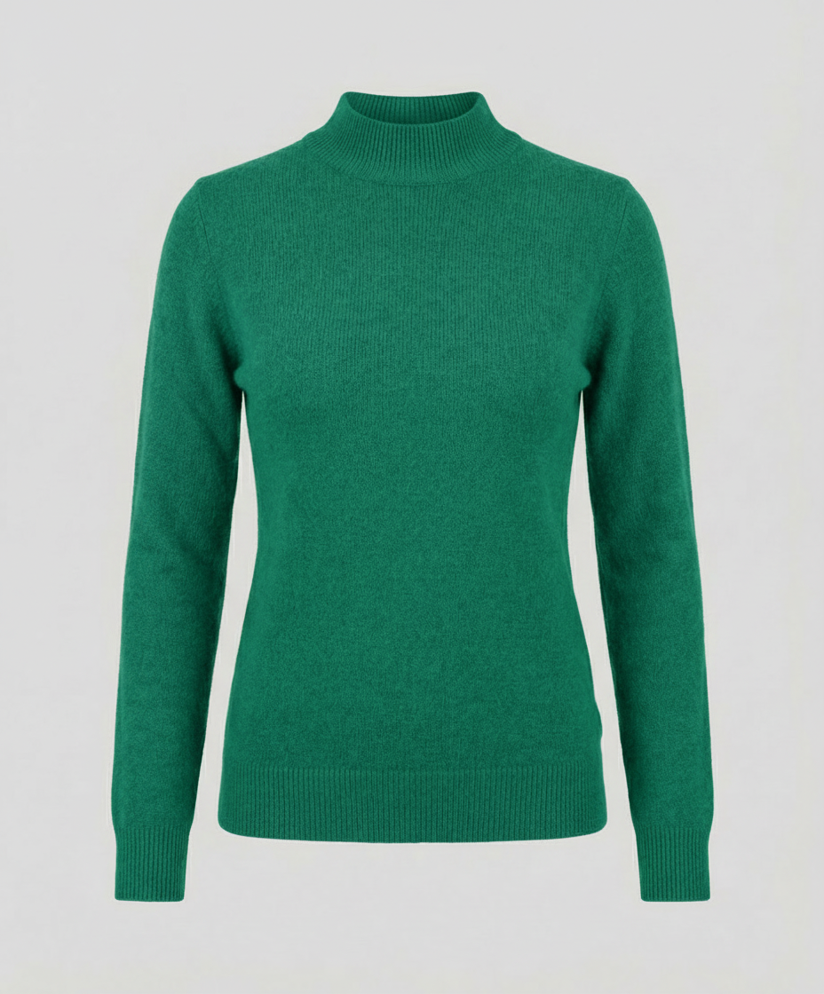 Women's Mock Neck Knit Sweater in Emerald Green