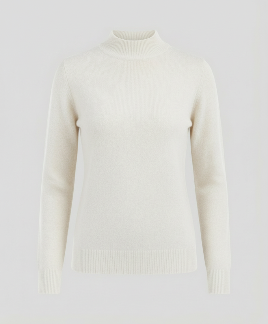 Women's Mock Neck Knit Sweater in Ivory