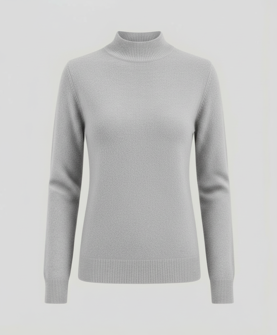 Women's Mock Neck Knit Sweater in Light Grey