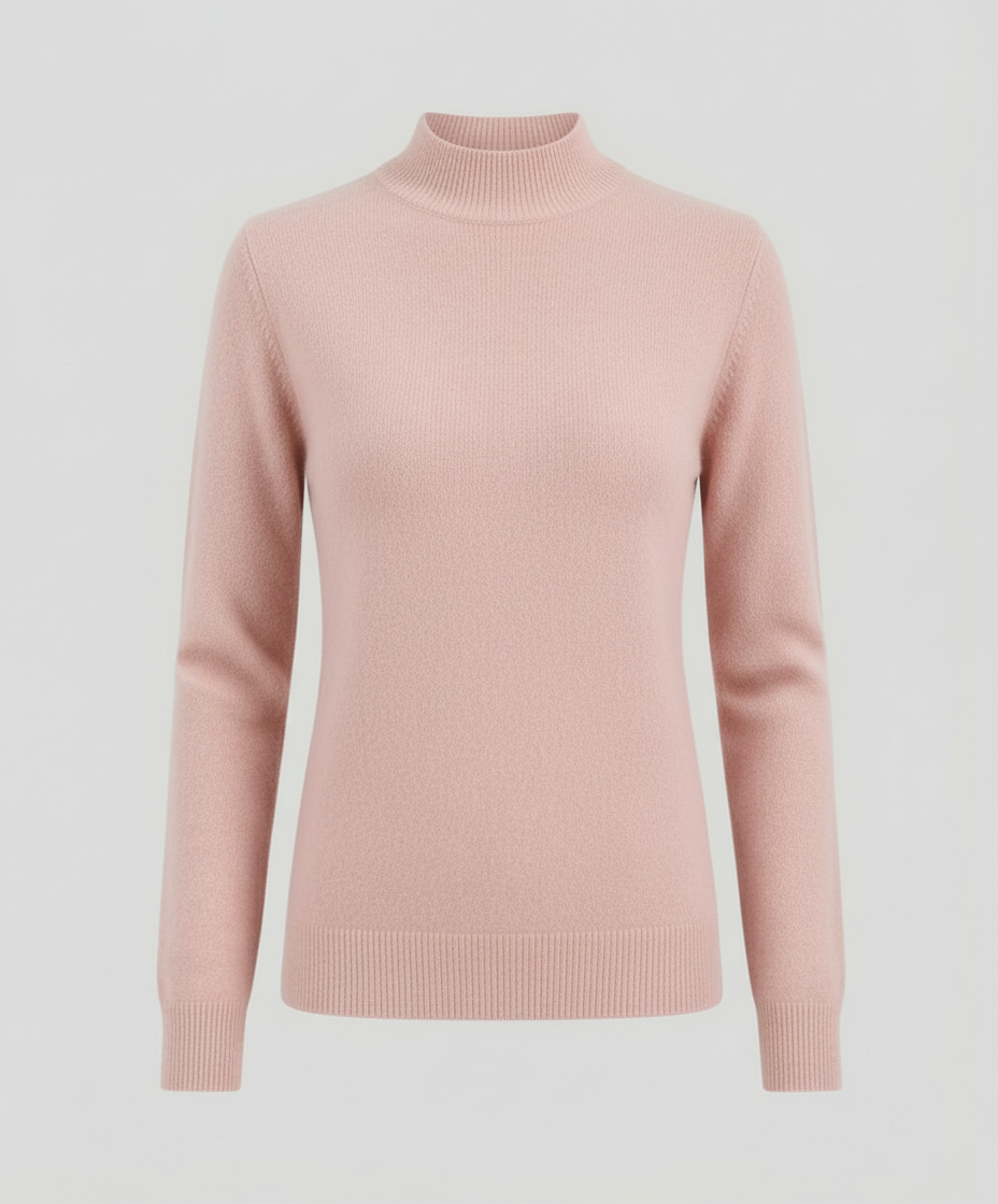 Women's Mock Neck Knit Sweater in Light Pink