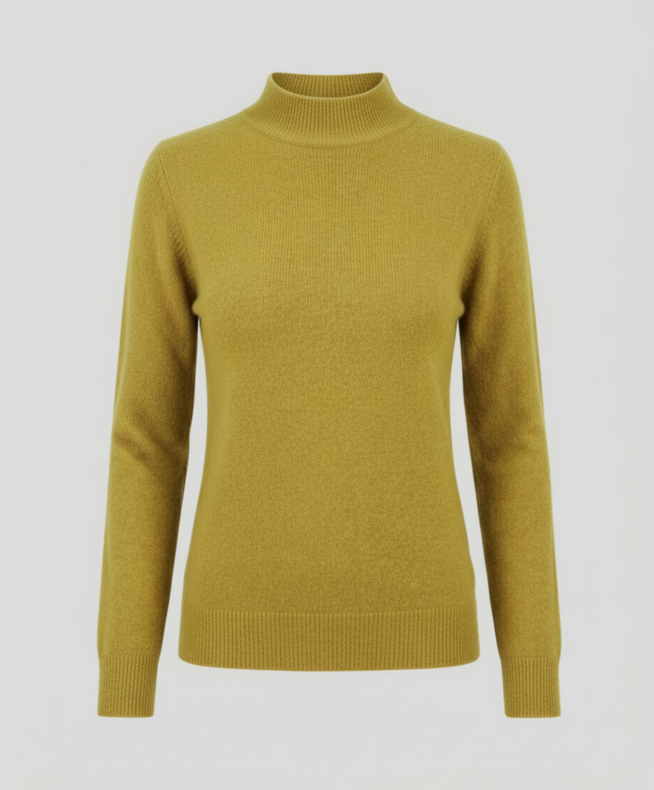 Women's Mock Neck Knit Sweater in Mustard