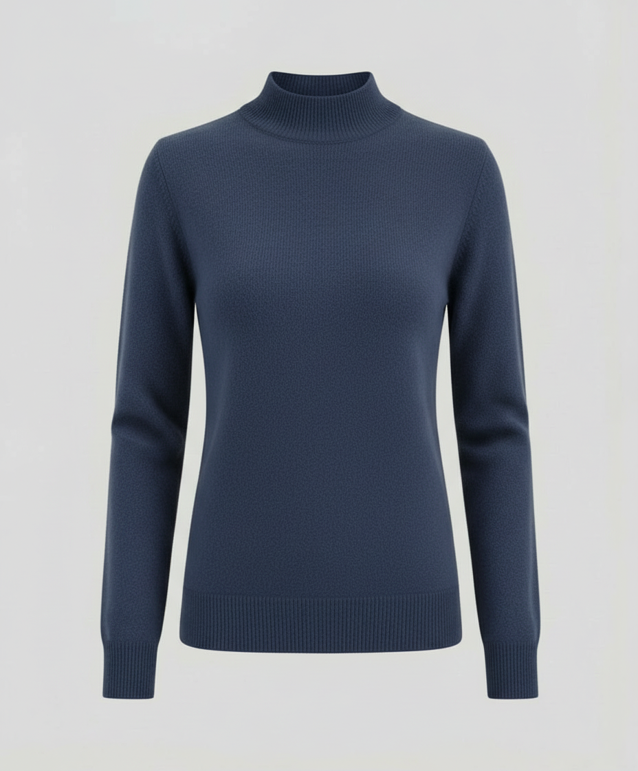Women's Mock Neck Knit Sweater in Navy