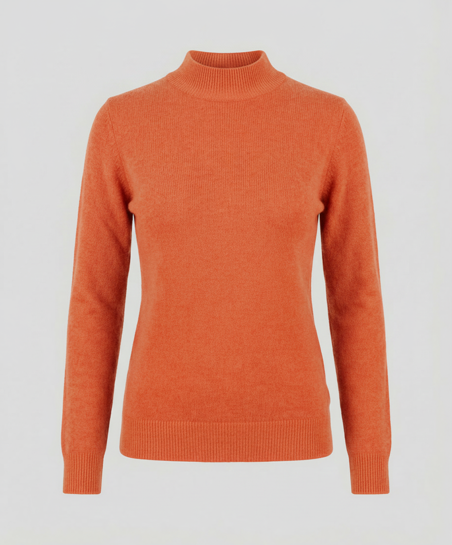 Women's Mock Neck Knit Sweater in Orange