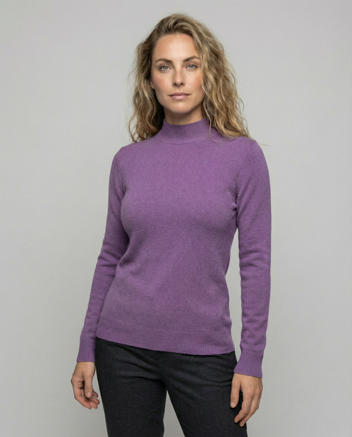 Women's Mock Neck Knit Sweater in Purple