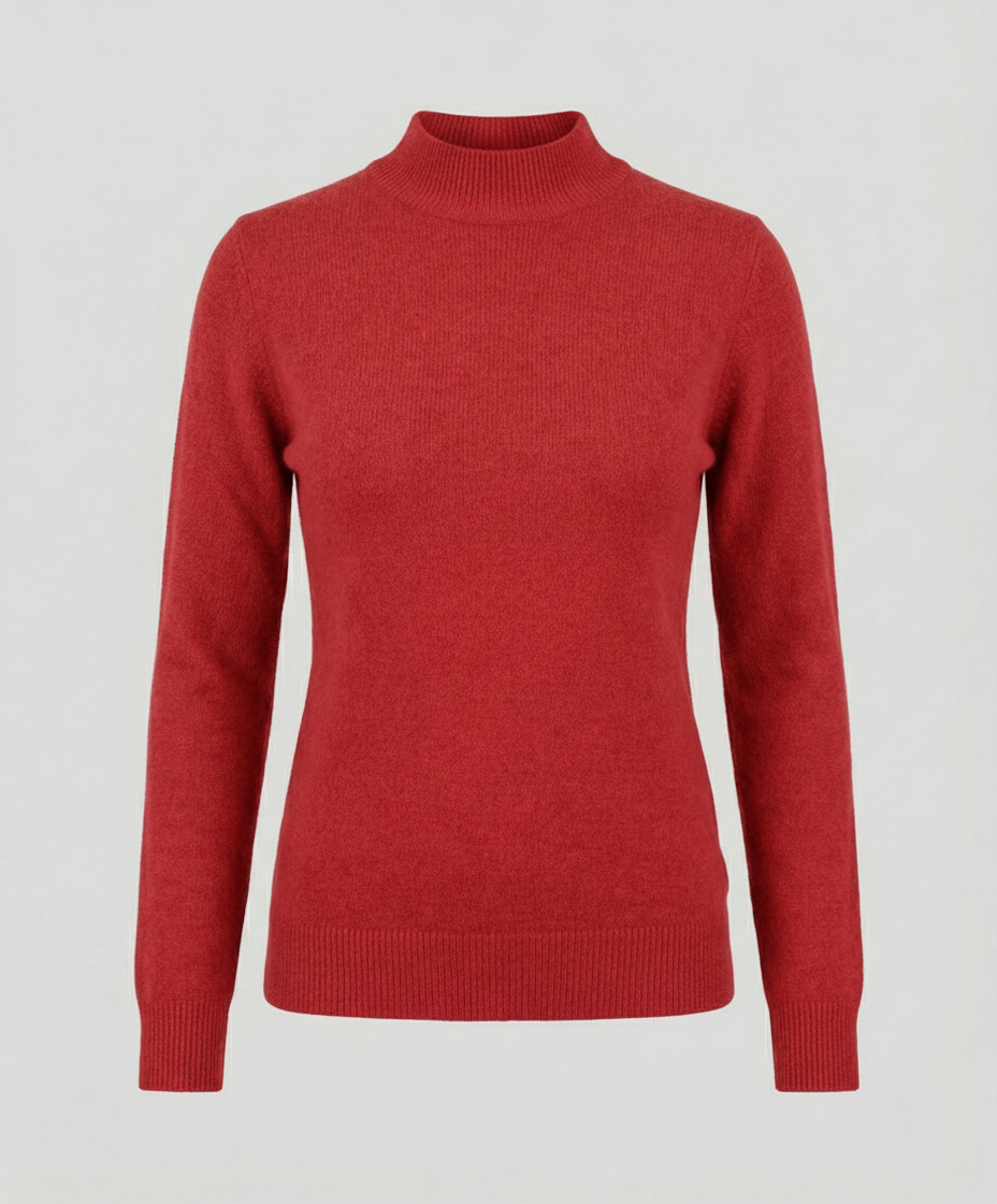 Women's Mock Neck Knit Sweater in Red