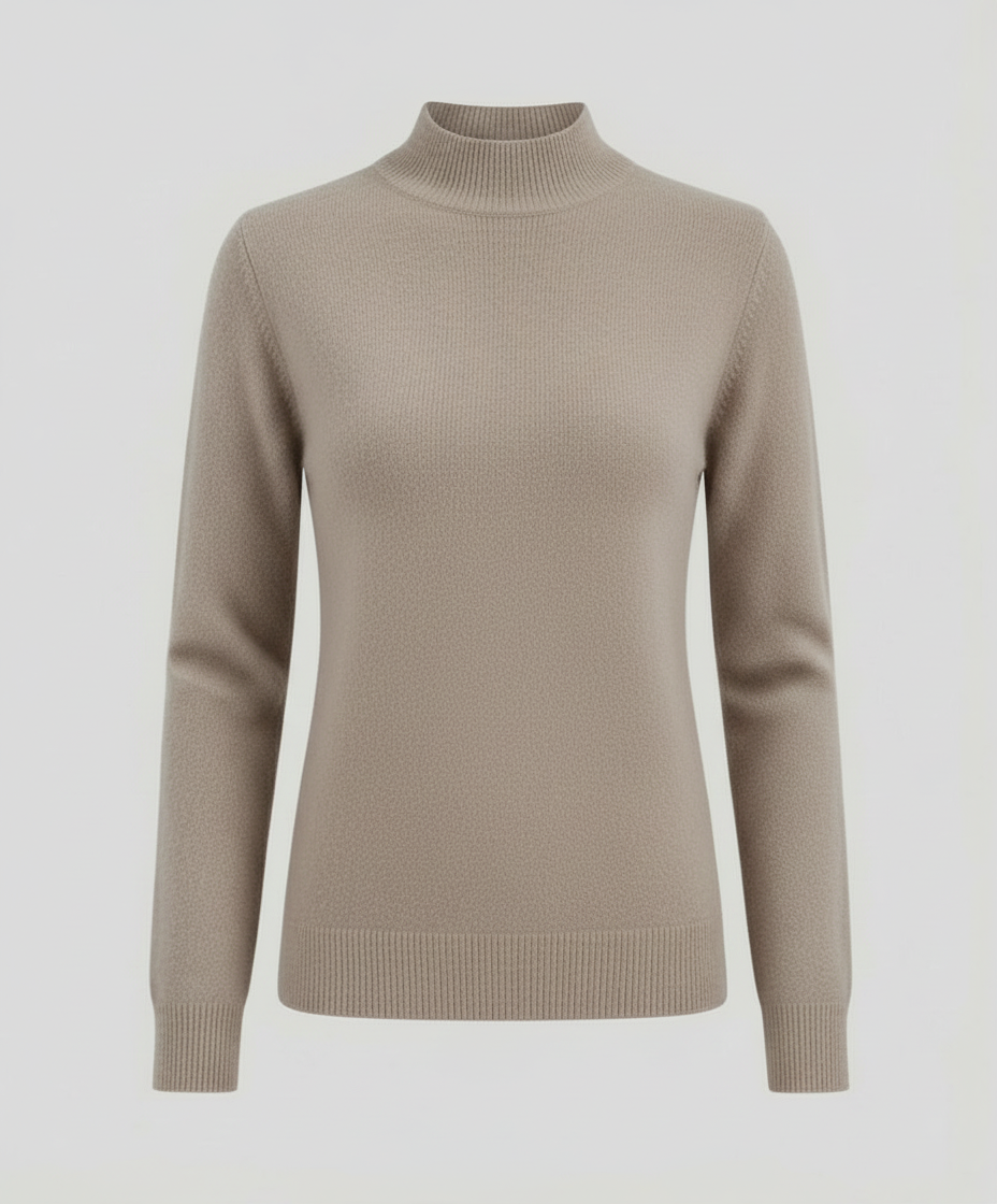 Women's Mock Neck Knit Sweater in Taupe