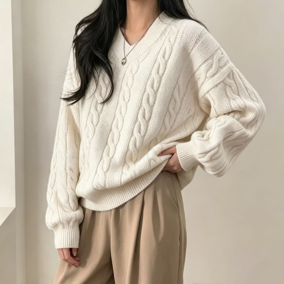 Women's Oversized Cable Knit Sweater